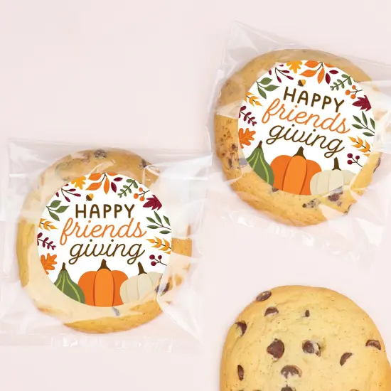 Big Dot of Happiness Fall Friends Thanksgiving Stickers and Clear Cookie Bags, Cellophane Treat Bags 4.25x7 Inches, Party Favor Gifts - 25 Count {4}