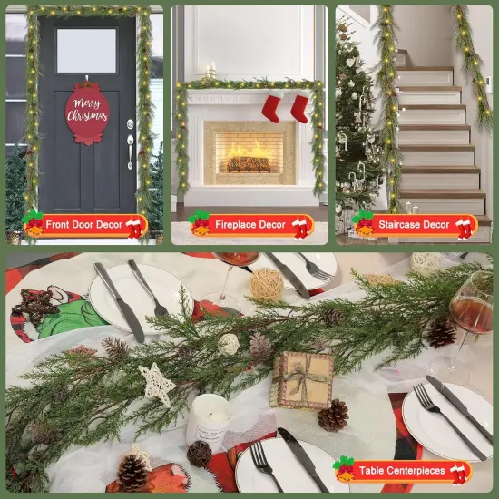 6 FT Cedar Garlands, Christmas Garland with 30 Warm Lights with 8 Light Modes {6}