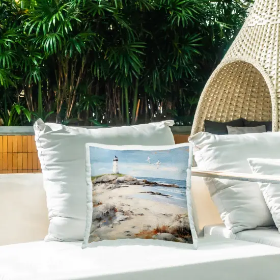 Stupell Industries Lighthouse On Rocky Shore Outdoor Pillow, 18 x 7 x 18 {2}