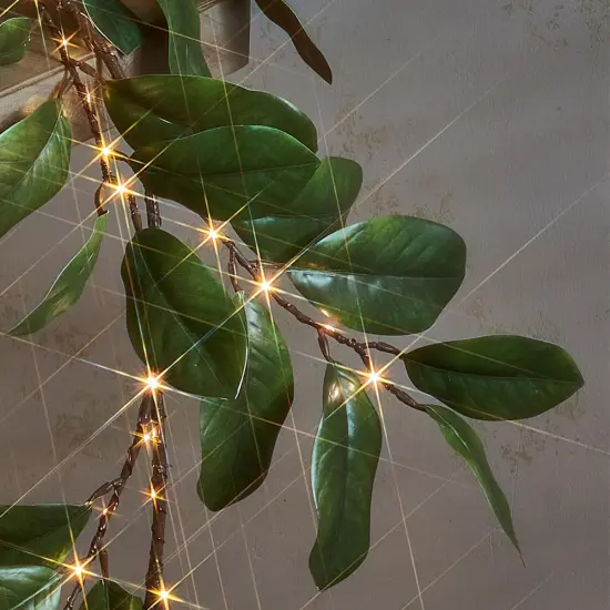 6FT 80 LED Spring Greenery Magnolia Lighted Garland with Timer {3}