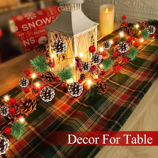 Christmas Garland with Warm White & Colored Lights, 7 Ft 20 LED Pinecone String Lights {3}