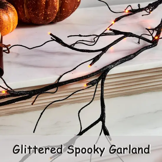 Lighted Halloween Garland with 48L Orange and Purple LED Lights {3}