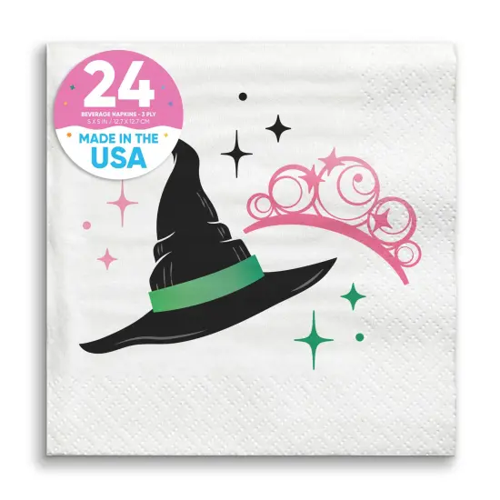 Big Dot of Happiness Witch Party Napkins, Good Pink and Green Birthday or Witch Halloween Decor, White 3-Ply Paper Beverage Napkins - 24 Count {1}