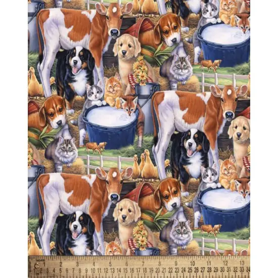 Animals on the Farm Cotton Fabric | By the Yard | Sewing and Crafting | 44 inches wide {1}