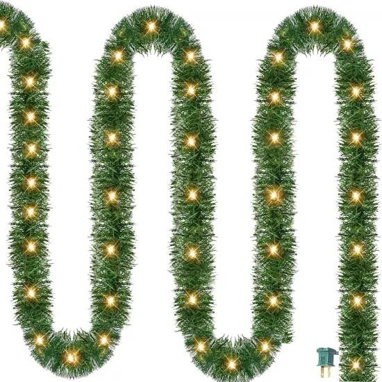 15 FT Prelit Artificial Christmas Garland with 35L Mini String Lights {1}