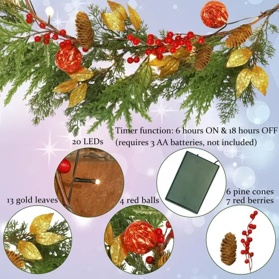 6FT Christmas Lighted Garland {3}