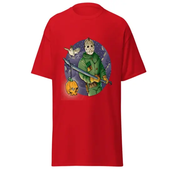 Unisex Halloween jason with spear fashion T-shirt {3}