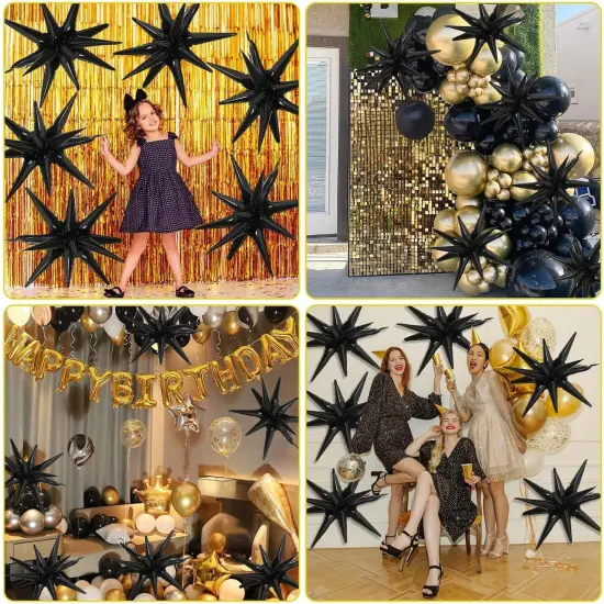 22Inch Large Black Star Balloon Explosion Foil Balloons(black) {5}