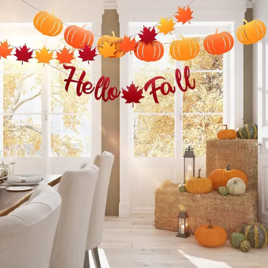 3 Pcs Hello Fall Banners (Orange) {2}