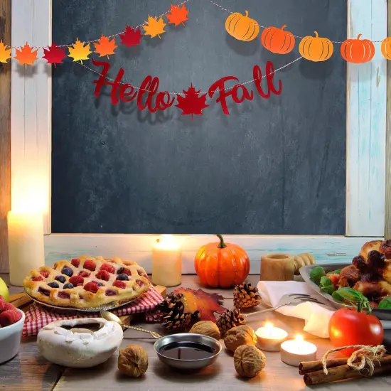 3 Pcs Hello Fall Banners (Orange) {3}