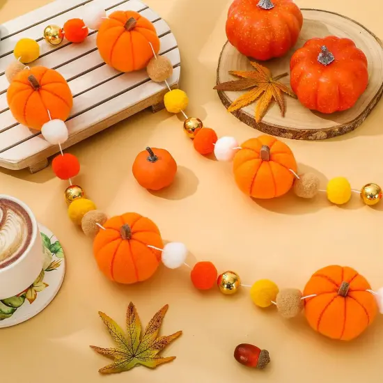 8.2Ft Fall Thanksgiving Felt Garland (	Pumpkin 1) {2}