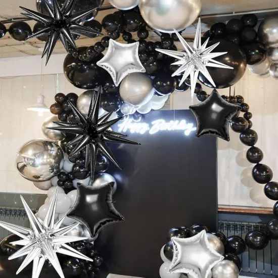22/18/10 Inch Star Foil Mylar Balloon(Black Silver) {5}