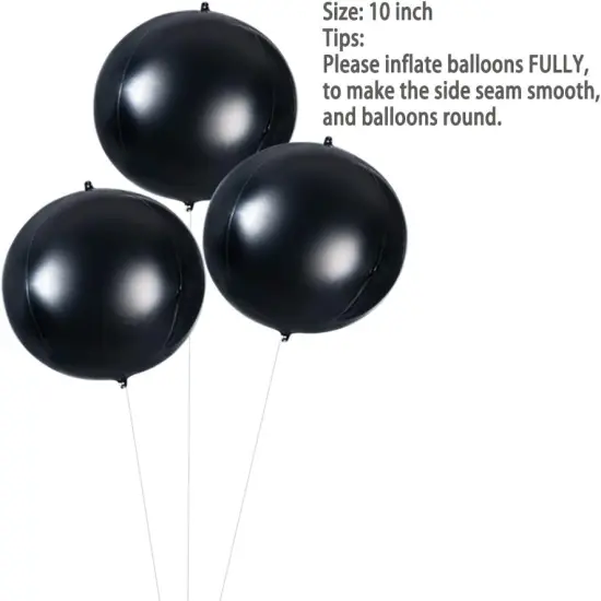 Pack of 20 4D Black Foil Balloon - 10 Inch {2}