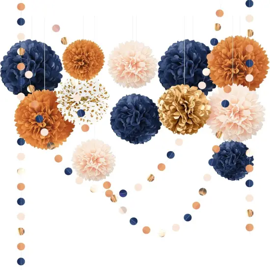 Boho Fall Wedding Party Decorations (Orange Navy) {1}