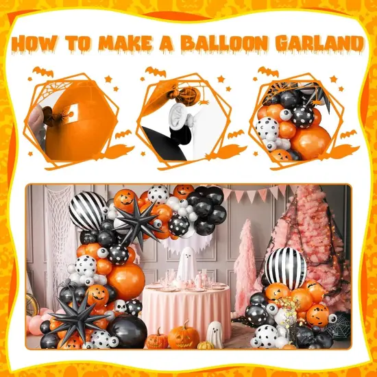 Halloween Boo Latex Balloon Arch Garland Kit (Orange Black White) {5}