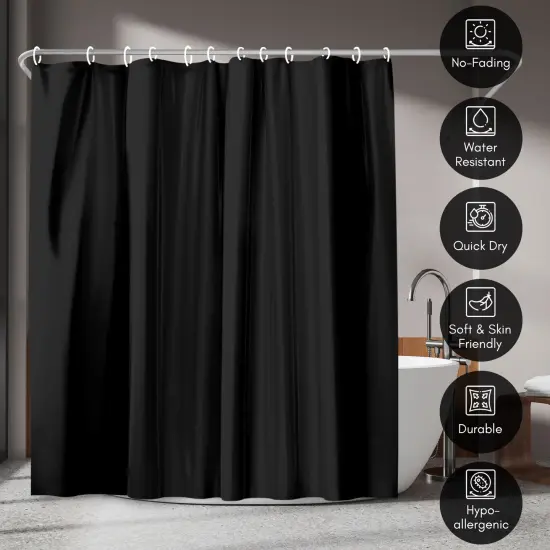 Americanflat 71x74 Solid Black Shower Curtain - Water Resistant - Polyester Fabric {4}