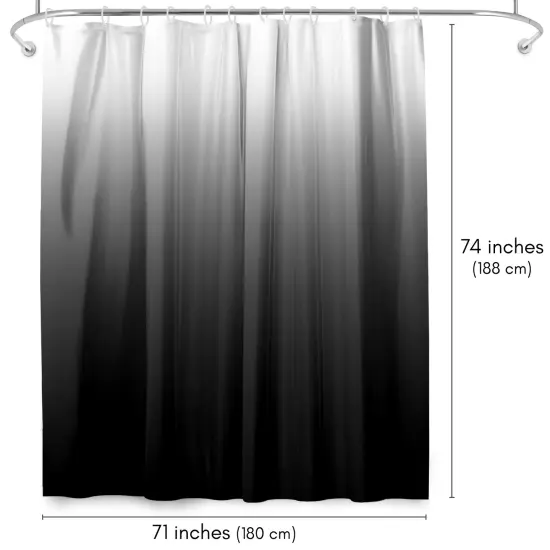 Americanflat 71x74 Ombre Black Shower Curtain - Water Resistant - Polyester Fabric {2}