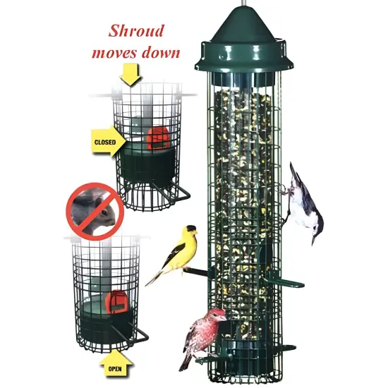 Green Squirrel Proof Bird Feeder with 1.4 Qt Seed Capacity and Easy Clean Design {2}