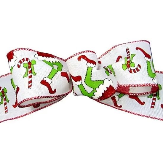 2.5" Green Monster Legs Ribbon: Red (10 Yards) {3}