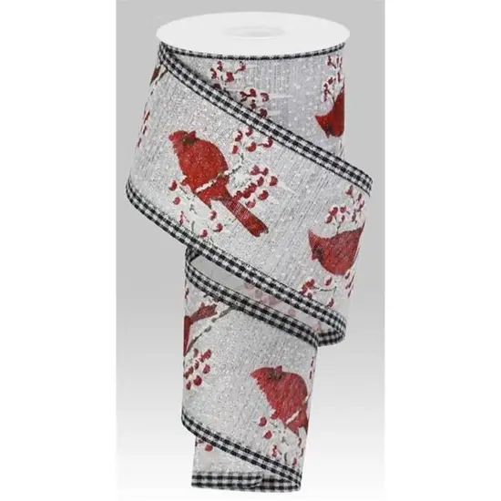 2.5" Cardinal Gingham Check Ribbon: Silver (10 Yards) {2}