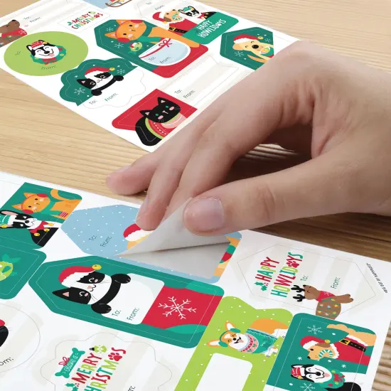Big Dot of Happiness Christmas Pets - Assorted Cats and Dogs Holiday Party Gift Tag Labels - To and From Stickers - 12 Sheets - 120 Stickers {6}