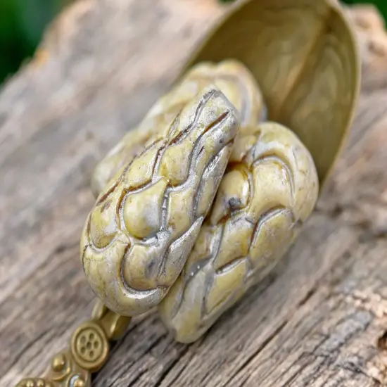 *6* 25x12mm Champagne Alabster Mermaid Scale Large Drop Beads {4}