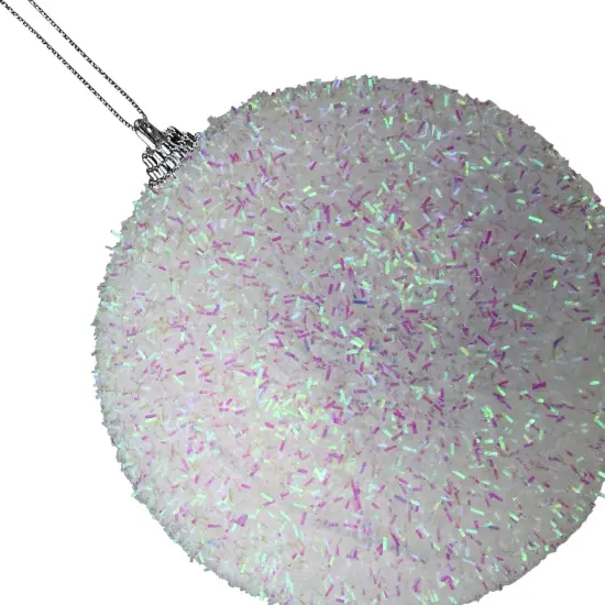 Northlight White and Purple Bristled Iridescent Christmas Ball Ornament 4.5" (115mm) {4}