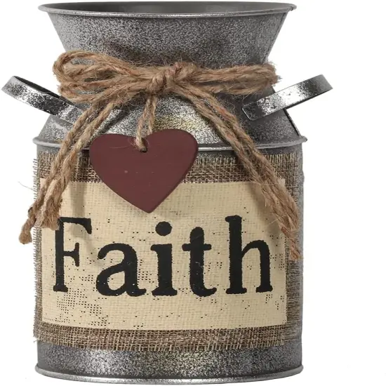 Rustic Artificial Lavender in "Faith" Metal Vase {3}