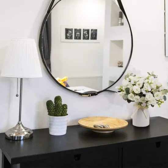 Elegant White Artificial Silk Rose Arrangement &ndash; Faux Flowers with Vase for Home, Office & Events {4}