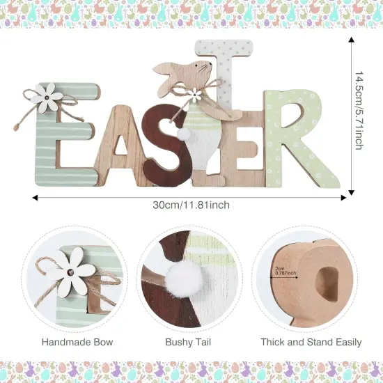 Easter Wooden Sign – Rustic Bunny Décor for Tiered Tray, Table, Mantel & More {4}