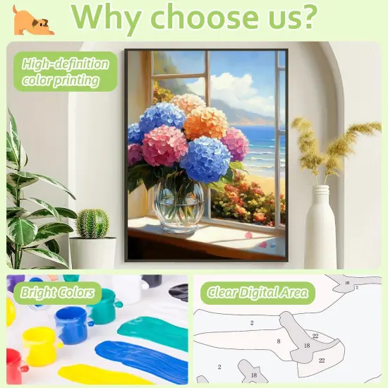 Flowers Paint by Numbers Kit for Adults, Hydrangea Paint by Number Adult, Painting by Numbers for Gifts and Home Interior Decor {4}