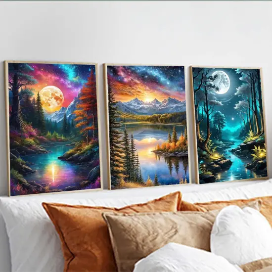 6 Pack Diamond Painting Kits Moon Landscape Diamond Art Kits for Adults Beginners, 5D DIY Full Round Drill Paint with Diamond Dots Gem Art Set for Home Wall Decor 12 x 16 Inch {4}