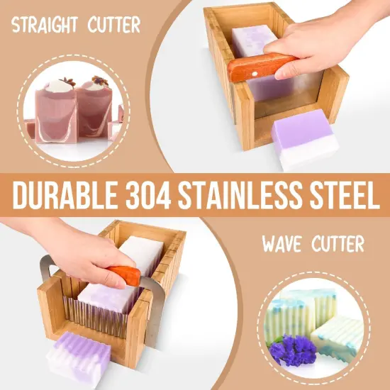 Soap Mold for soap Making, Soap Making kit - 42 oz Silicone Loaf soap Mold Set with Rectangular Wood Box & Bamboo Cutter Measuring Box, 2 Scraper for Soaps Making {2}
