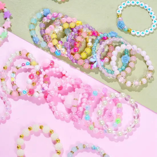 24 Pieces Princess Bracelets Girls Beaded Bracelets Little Girls Costume Jewelry Set for Birthday Party {4}