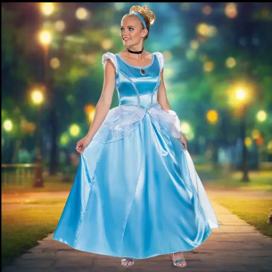 Womens Classic Disney Cinderella Deluxe Costume Pale Blue Gown {1}