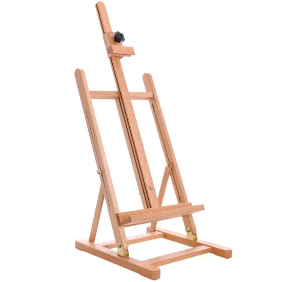 Medium Wooden H-Frame Studio Tabletop Easel - Adjustable Stand, Holds Up To 27" Canvas, Portable Table Top Easel for Painting {1}