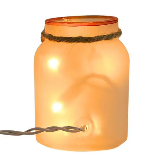 Stony Creek 4.5 Inch Cardinal W/ Aspen Jar W/ Rope Thanksgiving Lighted Glass Accent , Thanksgiving Decor Glass Birds Fall Lighted Clear {2}