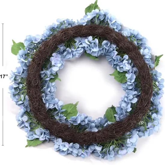 2-Pack: 24" Blue Hydrangea Wreath with Grapevine Ring by Floral Home&reg; {5}
