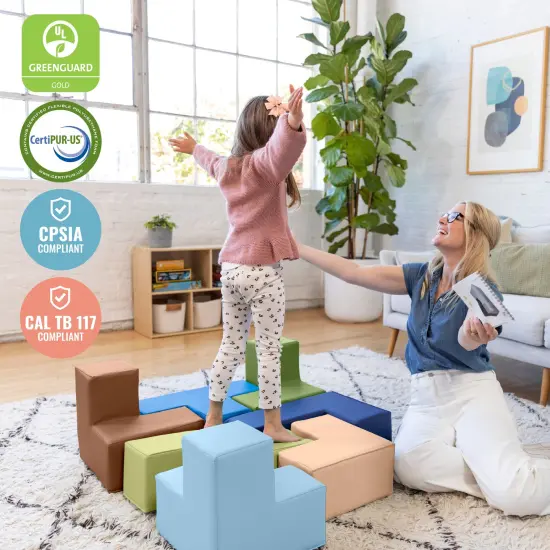 Brainy Building Blocks, Foam Puzzle, 7-Piece Earthtone {6}