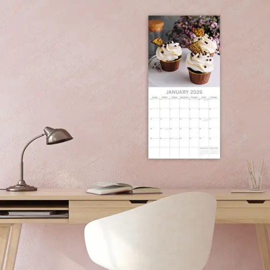 The Gifted Stationary 2026 Square Wall Calendar, Cupcakes, 16-Month Food Theme Hanging Calendar with 180 Reminder Stickers, Month Planner for Home, or Creative Spaces, 12x12 In Multicolor {2}