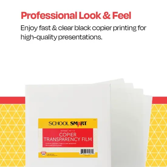 School Smart Copier Transparency Film with Sensing Strip, 8-1/2 x 11 Inches, Clear, Pack of 100 {5}