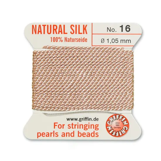 Size 16 Griffin Bead Cord 100% Natural Silk Light Pink {2}