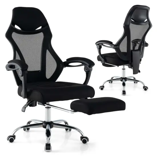 Costway Ergonomic Mesh Office Chair with Footrest Height-Adjustable & Tilting Backrest {1}