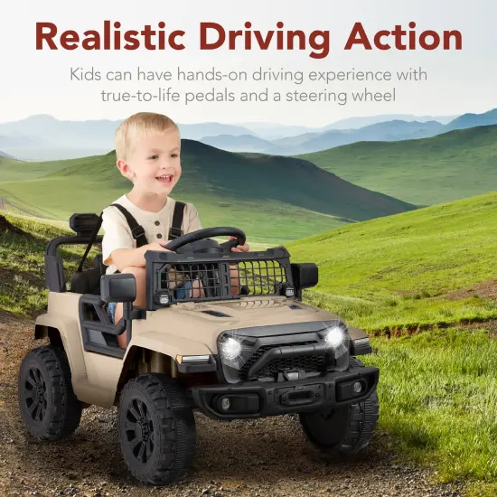 Best Choice Products 6V Kids Ride-On Truck Car w/ Parent Remote Control, 4-Wheel Suspension, LED Lights Sand {3}