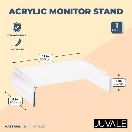Acrylic Computer Monitor Stand, Clear Display Riser (12.1 x 8 x 3 in) {2}