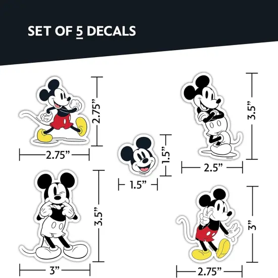 Set of 5 Mickey Mouse Stickers for Kids and Adults-Disney Classic Mickey Mouse Decals {3}