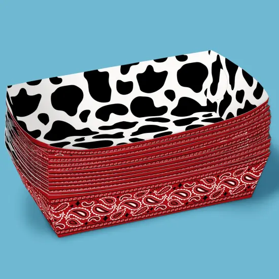 Big Dot of Happiness Western Hoedown Party Paper Food Trays, Disposable Double-Sided Food Holders for Nachos, Hot Dogs, French Fries - 12 Ct {5}