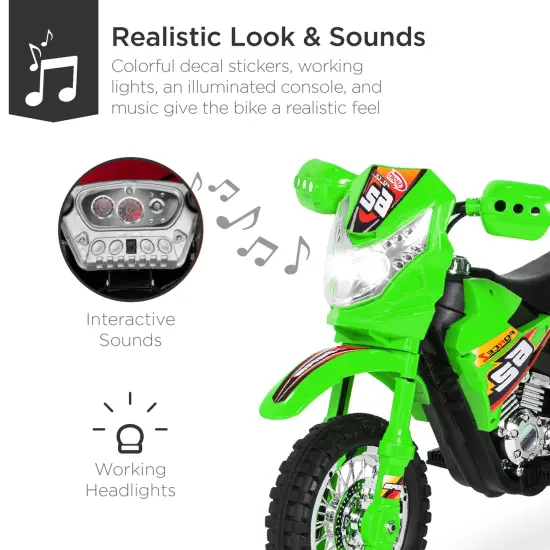 Best Choice Products 6V Kids Electric Battery Powered Ride On Motorcycle w/ Training Wheels, Lights, Music Green {4}
