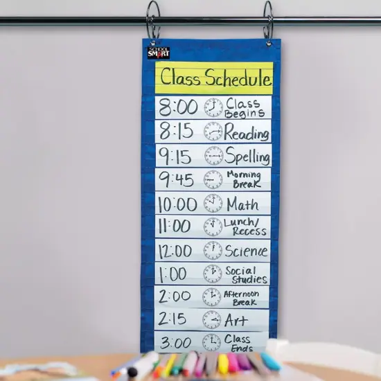 School Smart Pocket Chart with 14 Pockets, 33 x 12-1/2 Inches, Blue {6}