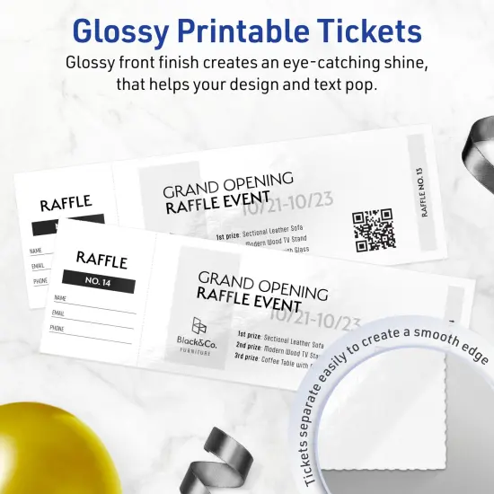 2-3/4" x 8-1/2" Rectangle, Glossy White Tickets {2}